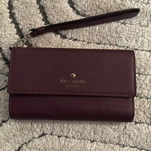 KATE SPADE Leather Plum Phone/IPhone Wristlet Wallet Pouch